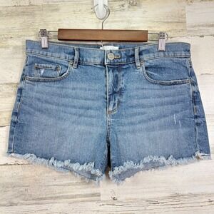 Made and Loved LOFT Denim Shorts Womens Size 6 Blue Frayed Hem 3.5" Inseam